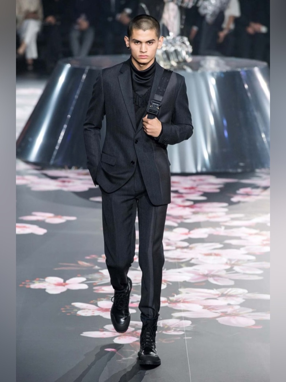 Dior Runway Pre Fall 2019 Oblique Monogram Nylon Leather Combat Boots - Picture 2 of 10